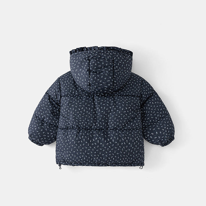 Girls Winter Floral Hooded Padded Jacket