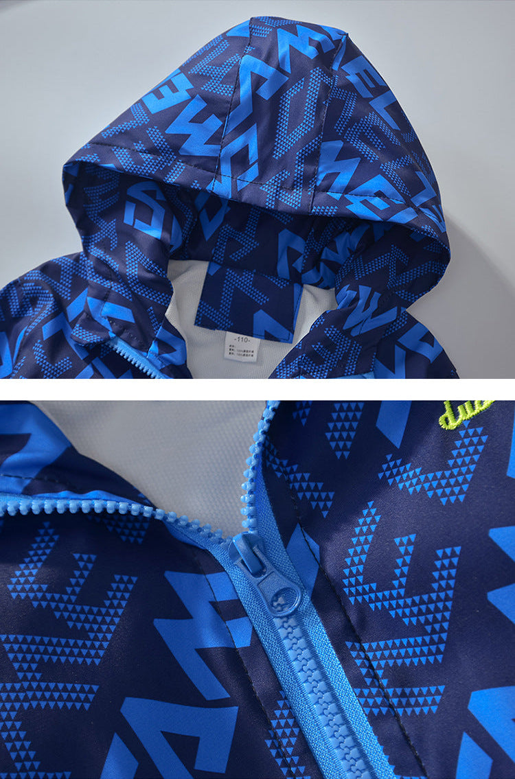 Boys’ Trendy Letter Print Hooded Jacket