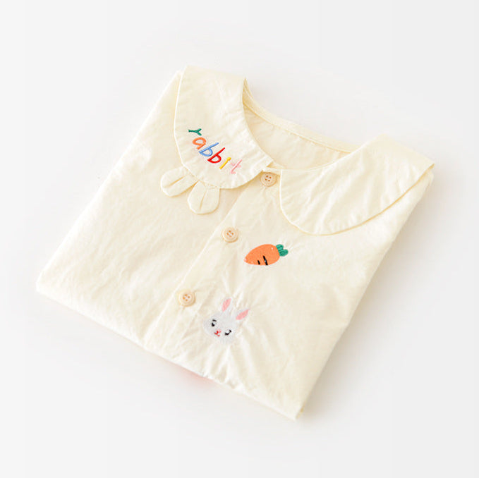 Toddler Girls’ Sweet Bunny Carrot Cotton Shirt