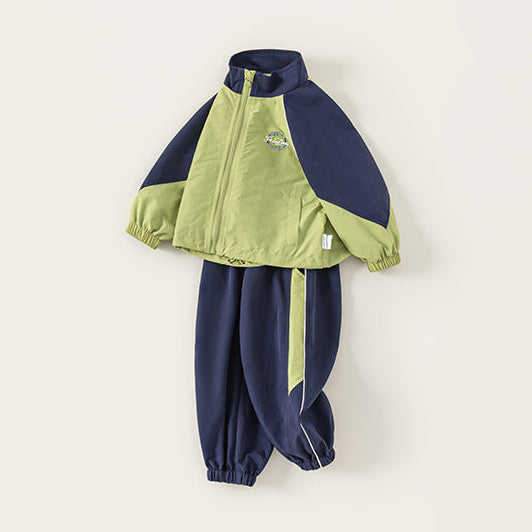 Boys Color Block Stylish Athletic Tracksuit Set