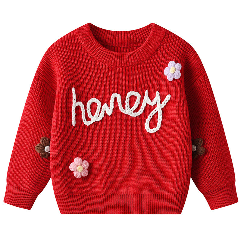 Children's Hand Embroidered HONEY Base Layer Knit Sweater