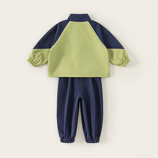 Boys Color Block Stylish Athletic Tracksuit Set