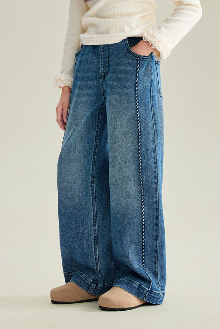 Girls’ Stylish Straight Wide-Leg Pants