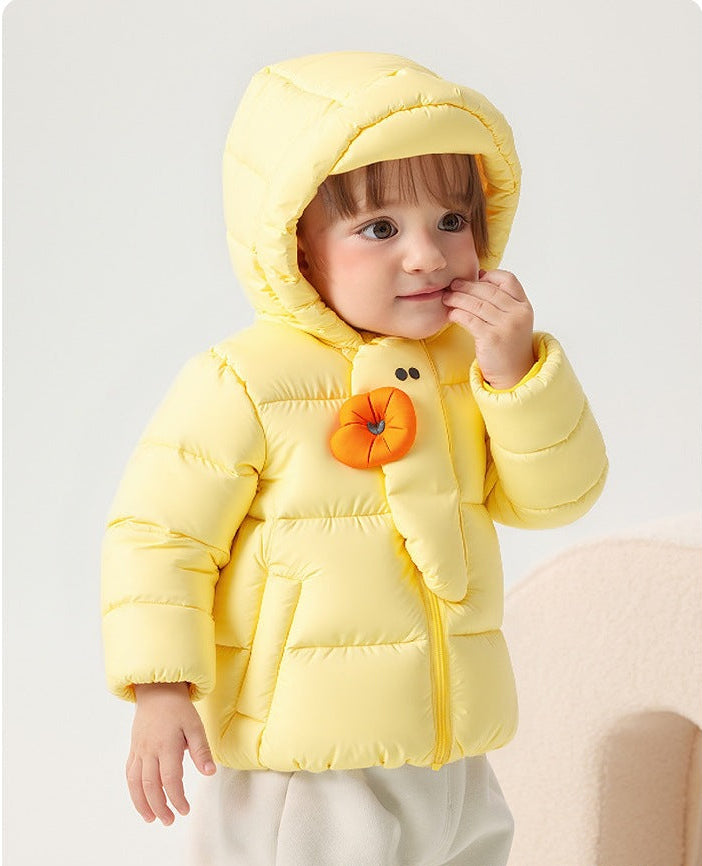 Chaqueta de plumón gruesa y cálida con capucha para niños