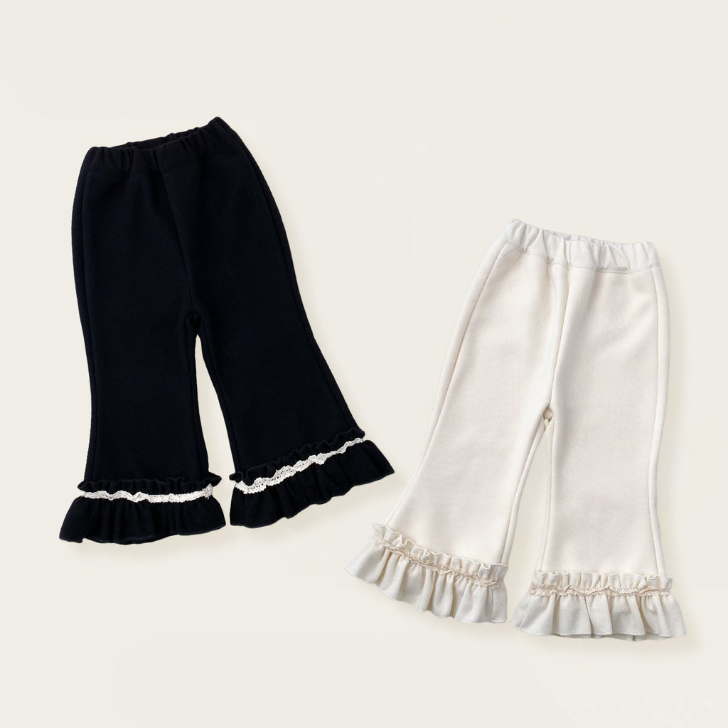 Mädchen Stylische, fleecegefütterte Schlaghose mit dicken Rüschen