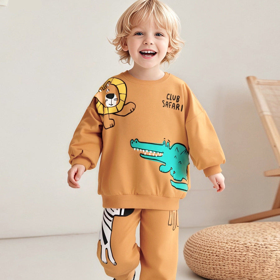Boys Fall Trendy Cartoon Outfit Set