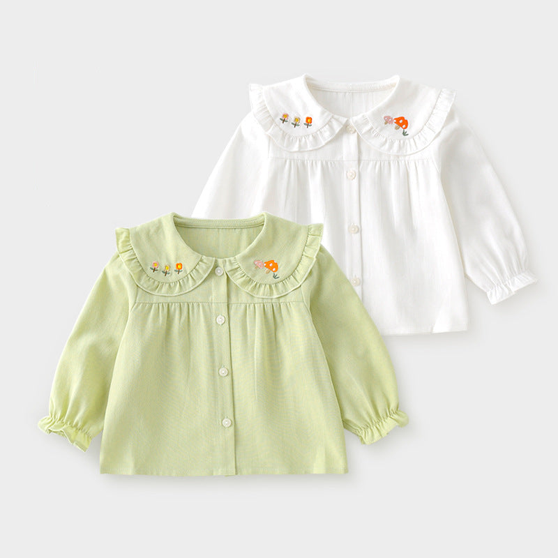 Girls’ Cotton Stylish Basic Long Sleeve Shirt