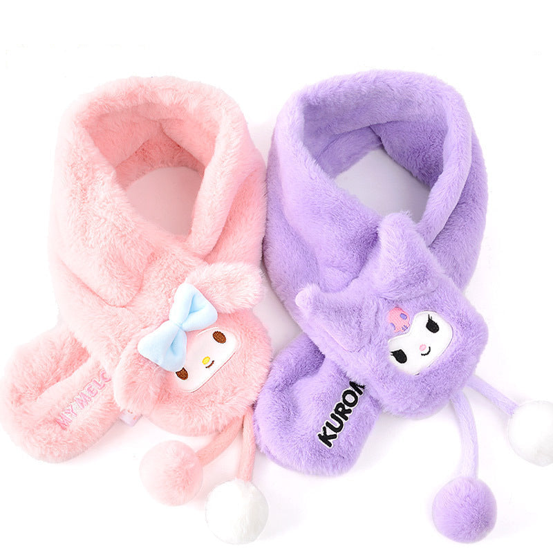 Girls Cute Kuromi Windproof Warm Scarf
