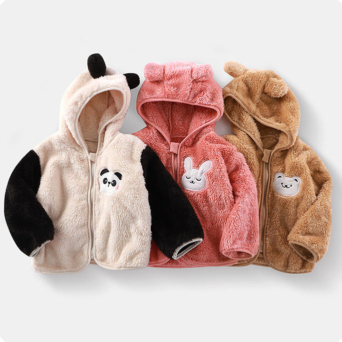 Fleecegefütterte Kapuzen-Loungewear für Kinder Herbst Winter