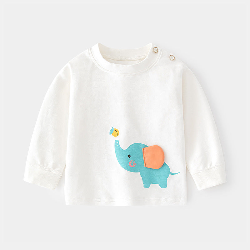 Baby Cartoon Animal Cotton Long Sleeve T-Shirt