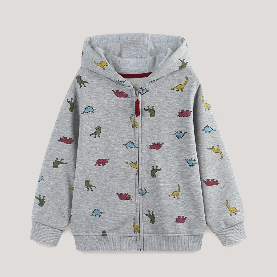 Boys’ Dinosaur Graphic Hooded Cotton Jacket
