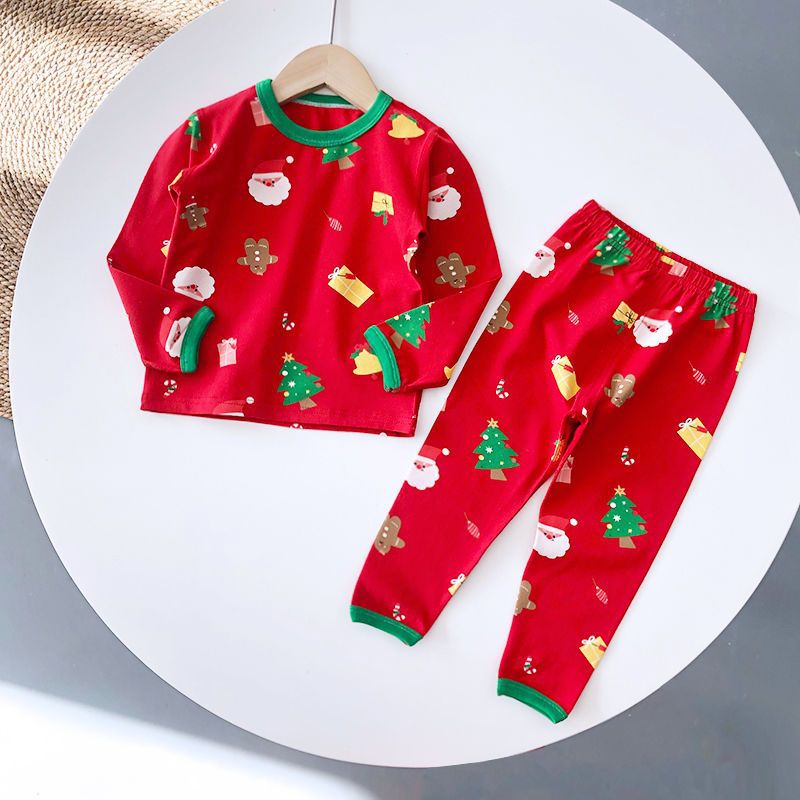Christmas Fleece Kids Set Toddler Comfortable Casual Boys Girls Warm Thermal Underwear