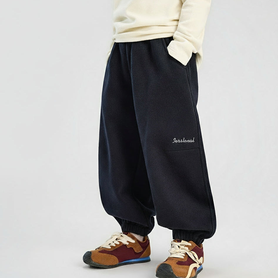 Pantalones deportivos casuales y cálidos con forro polar para niños