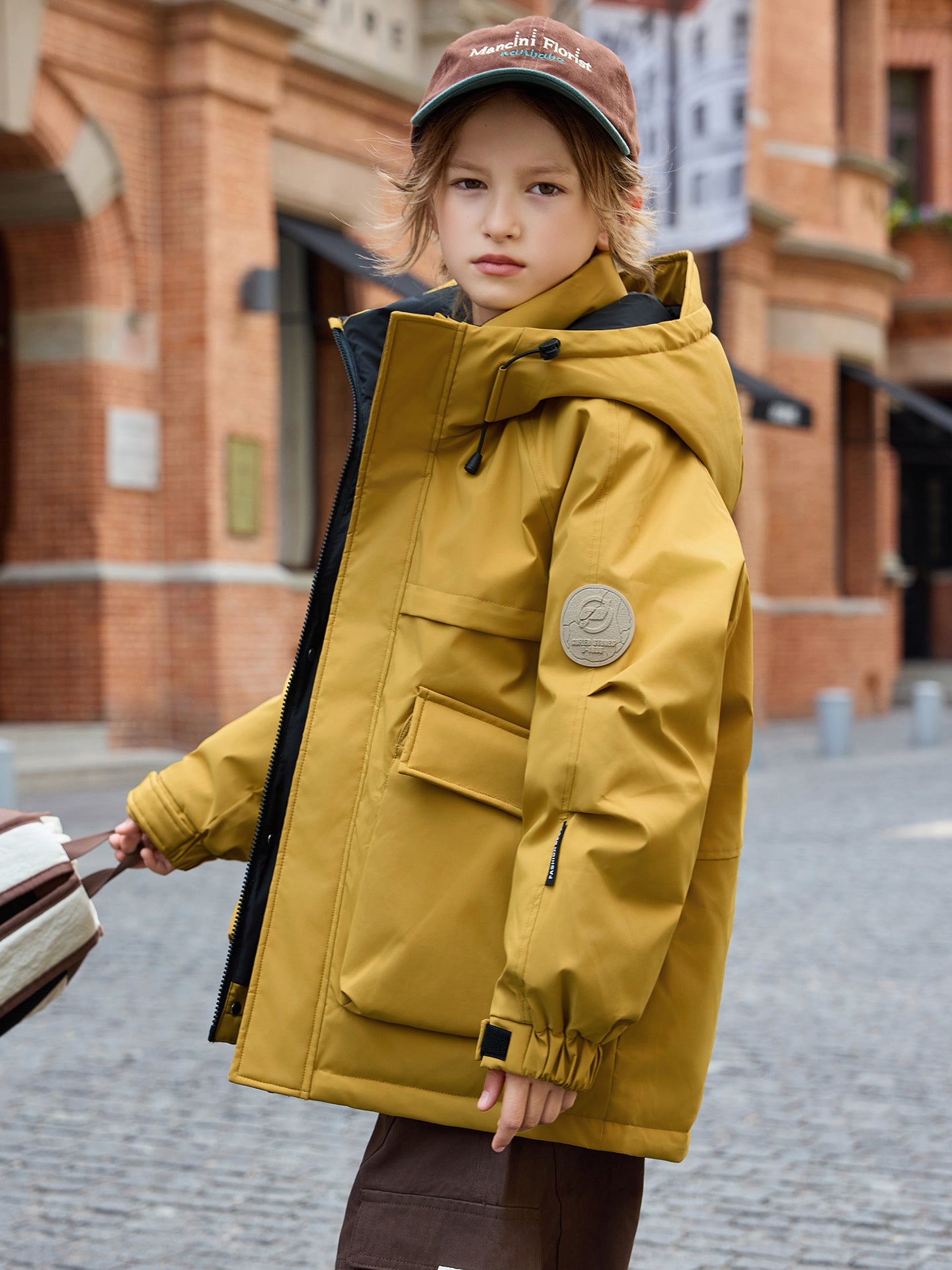 Kids Thick Warm Mid Length Windproof Hooded Down Jacket