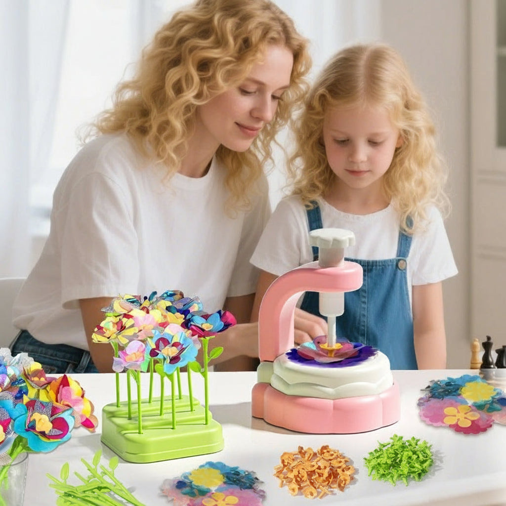 Handgefertigter Blumenstrauß aus Stoff, Blumenpresse Spielzeug für Kinder