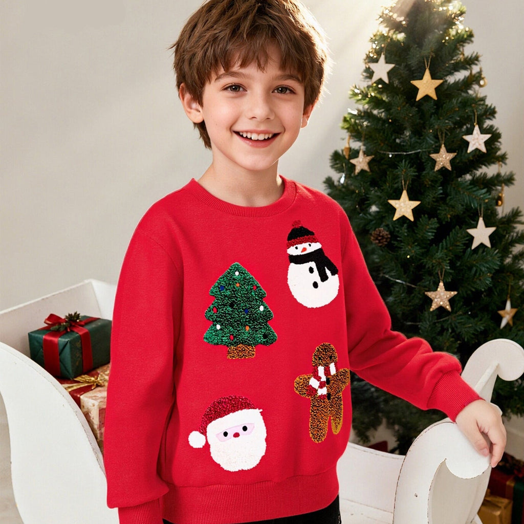 Christmas Kids Cartoon Embroidered Sweater