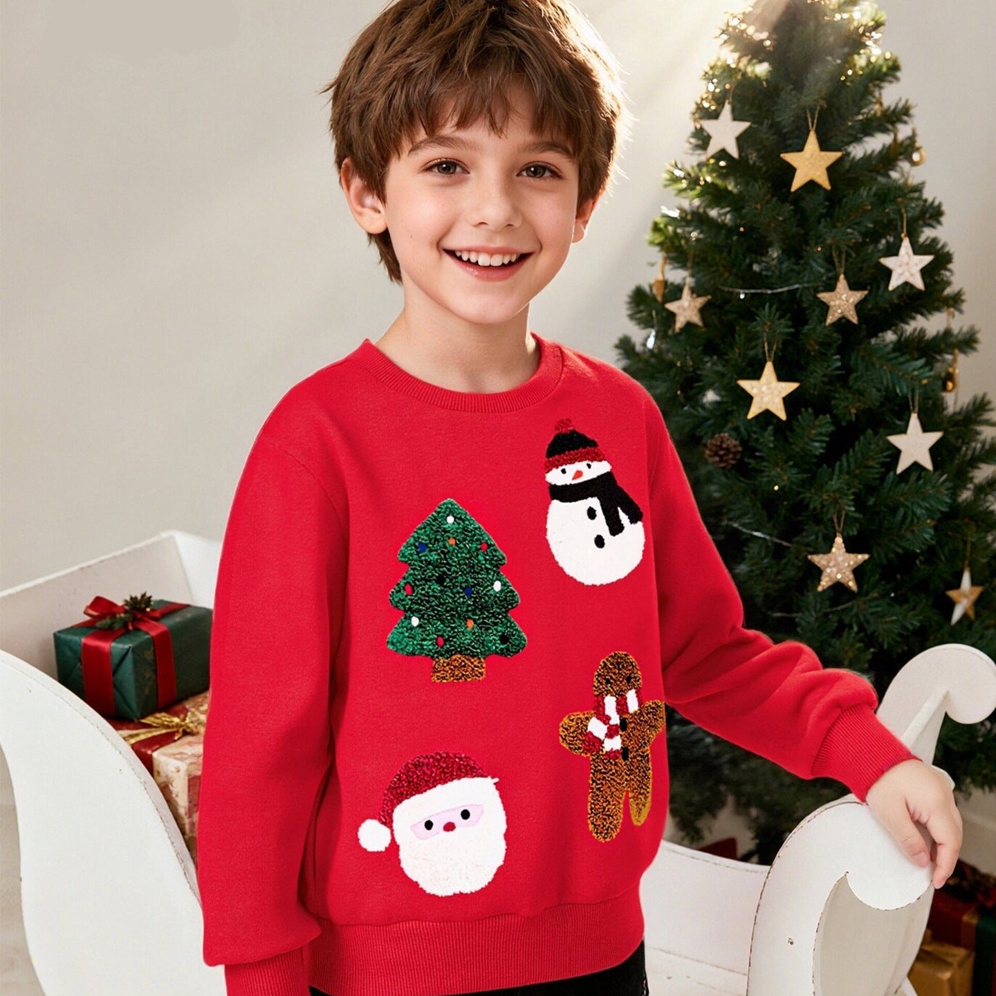 Christmas Kids Cartoon Embroidered Sweater