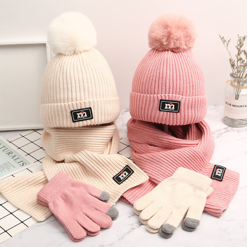 Kids Thick Warm Hat Scarf Gloves Set