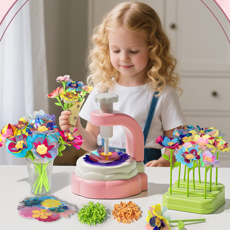 Handgefertigter Blumenstrauß aus Stoff, Blumenpresse Spielzeug für Kinder