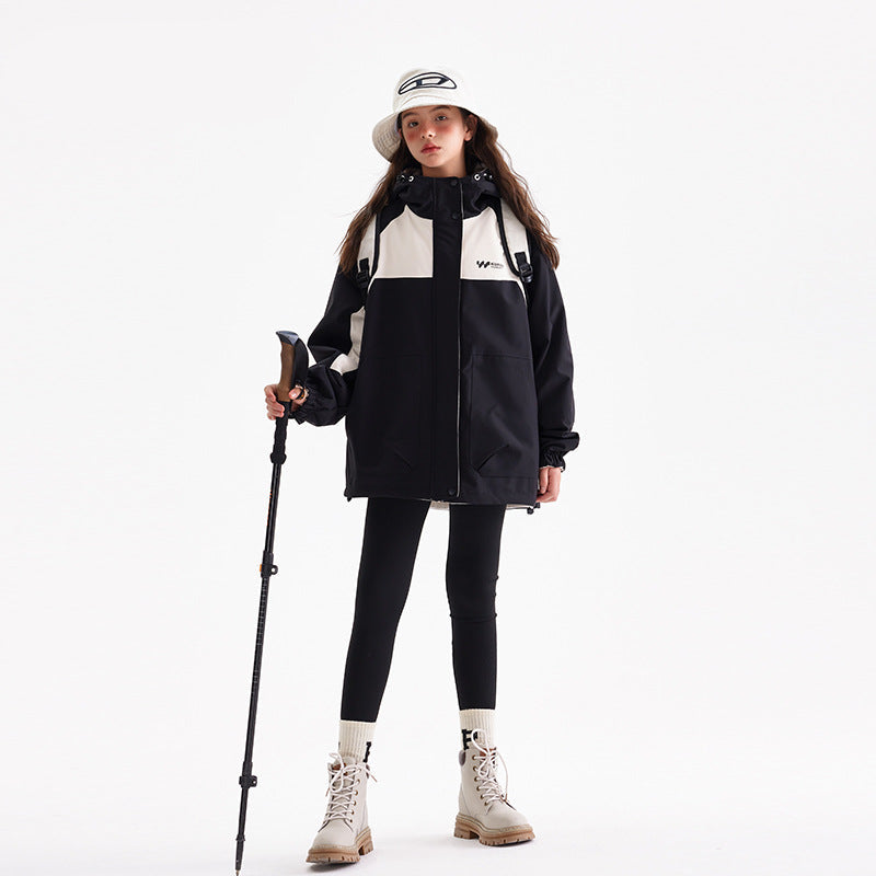 Parent-Child Reversible Hooded Windbreaker Jacket