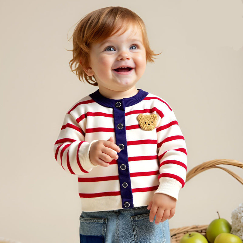 Baby Toddler Striped Cotton Fashion Knit Cardigan