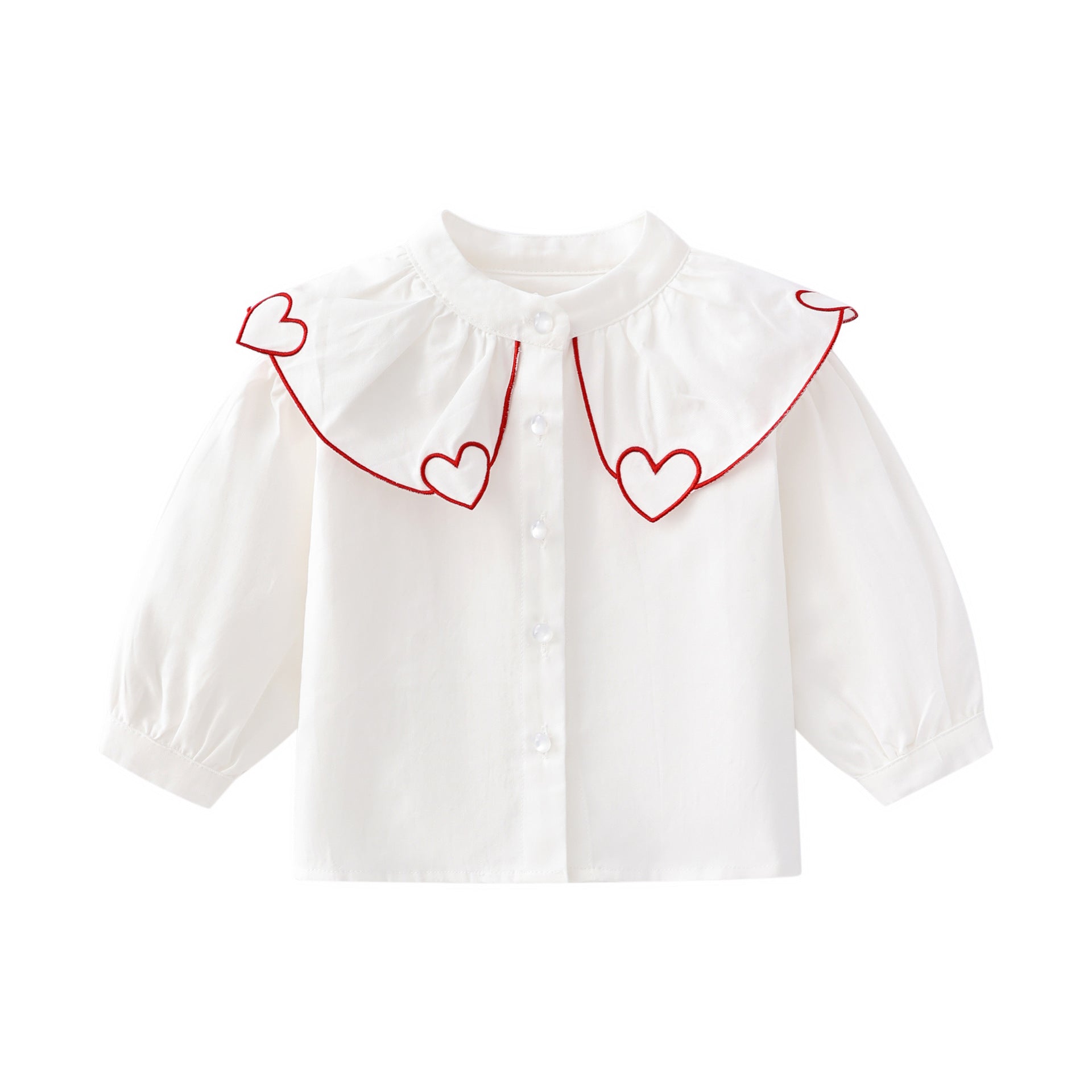 Baby Girl Sweetheart Collar Long Sleeve Cotton Shirt