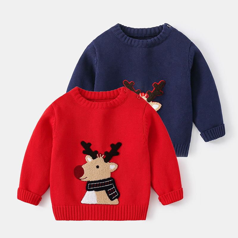 Children's Christmas Sweater Cartoon Reindeer Boys Girls Sweater