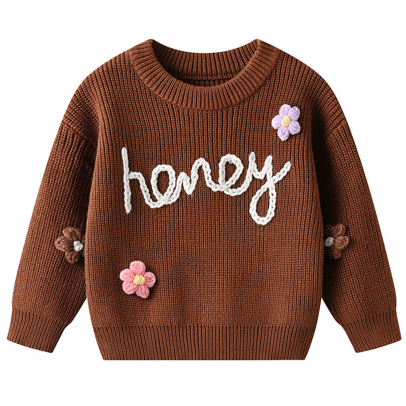 Children's Hand Embroidered HONEY Base Layer Knit Sweater