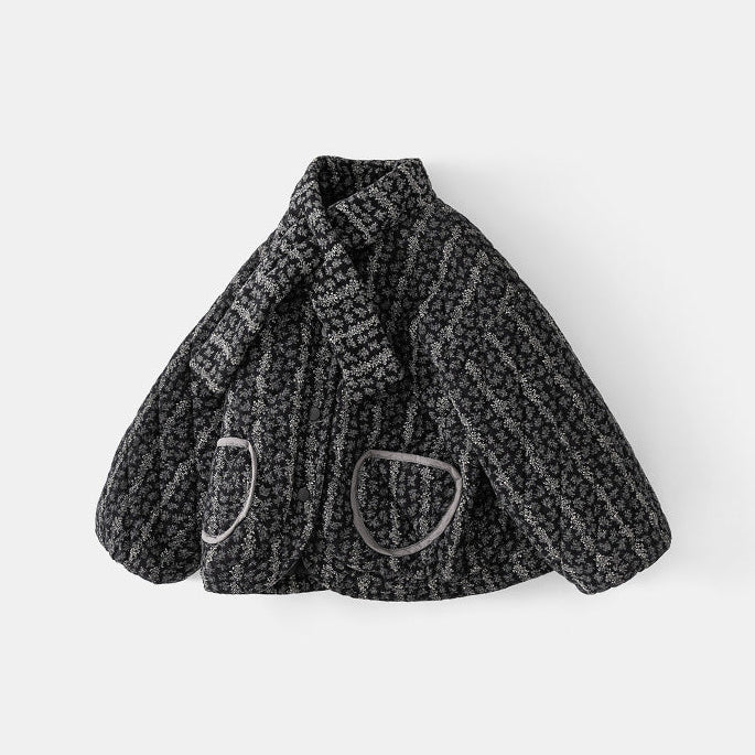 Dicke, geblümte Steppjacke für Mädchen mit Schal