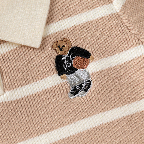 Suéter con cuello bordado de dibujos animados para niños