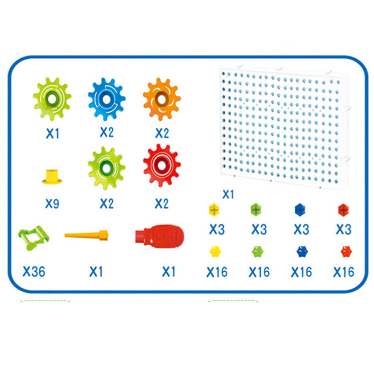 Kids 3D DIY Electric Drill Puzzle Gear Board