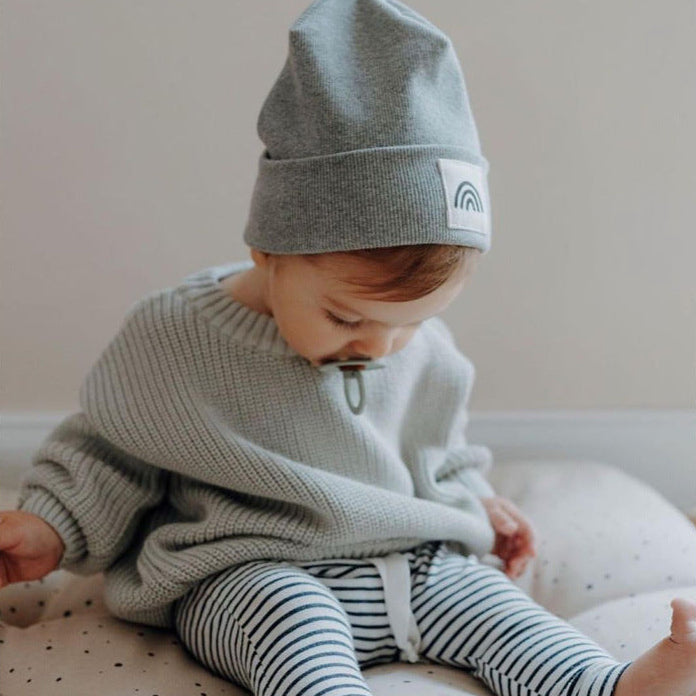 Suéter de punto con cuello redondo suave para bebé y niño pequeño