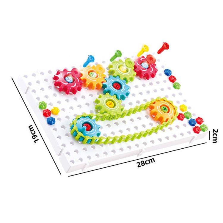 Kids 3D DIY Electric Drill Puzzle Gear Board