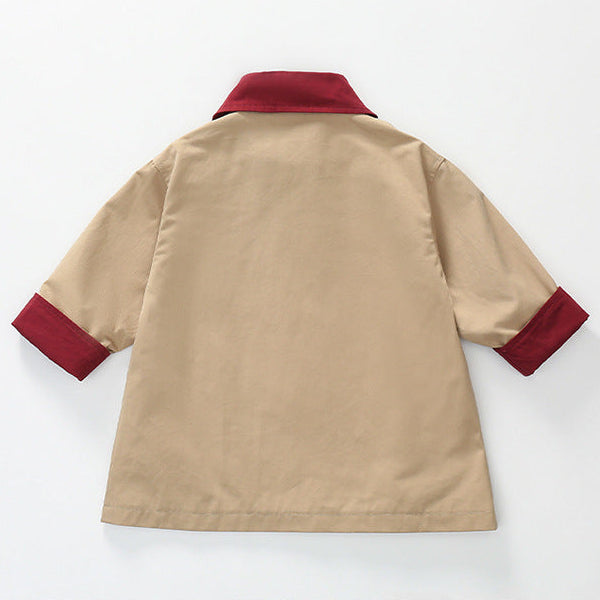 Girls’ French Style Contrast Collar Double-Breasted Mid-Length Trench Coat