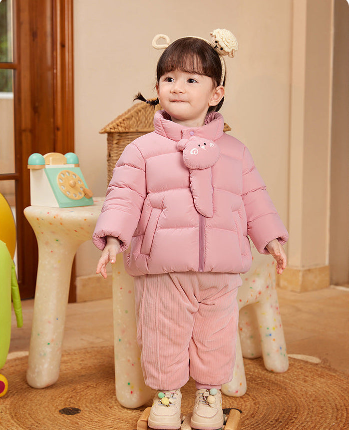 Chaqueta de plumón gruesa y cálida con capucha para niños