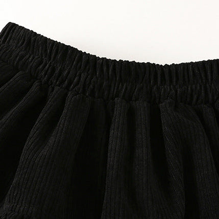 Girls French-Style Ruffle Collar Bow Long Sleeve Shirt & Skirt Set