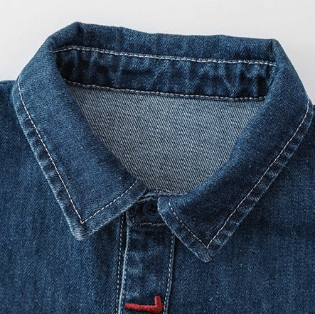 Boys’ Rainbow Number Embroidered Long Sleeve Cotton Shirt