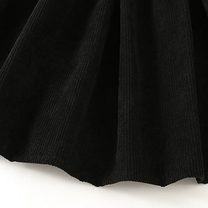 Girls French-Style Ruffle Collar Bow Long Sleeve Shirt & Skirt Set