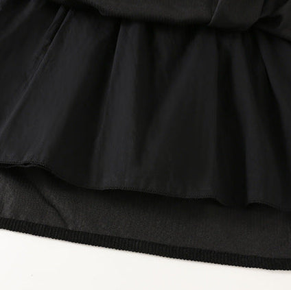 Girls French-Style Ruffle Collar Bow Long Sleeve Shirt & Skirt Set