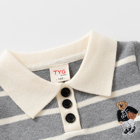 Suéter con cuello bordado de dibujos animados para niños