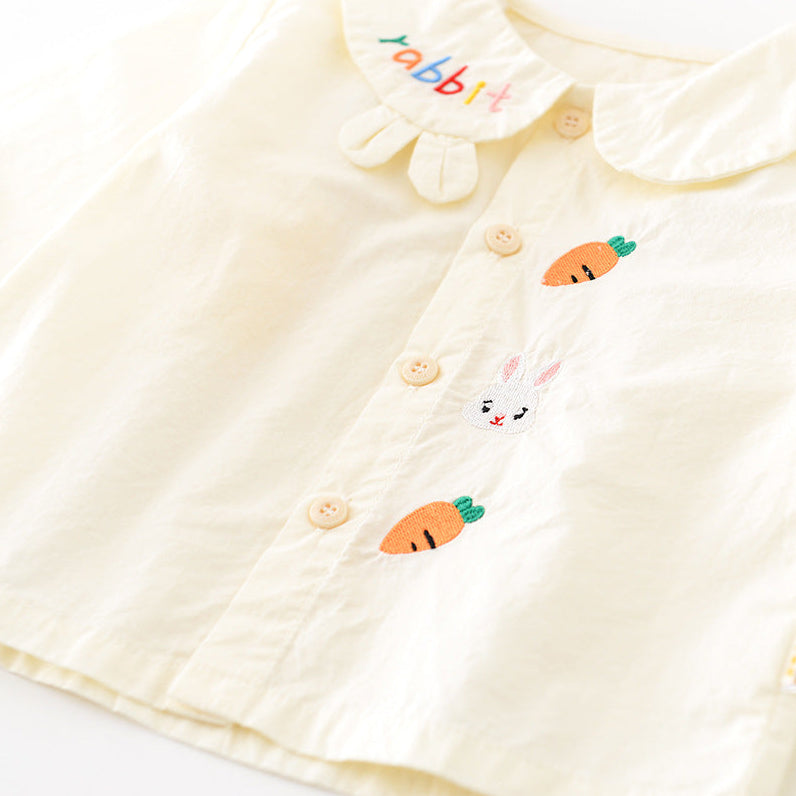 Toddler Girls’ Sweet Bunny Carrot Cotton Shirt