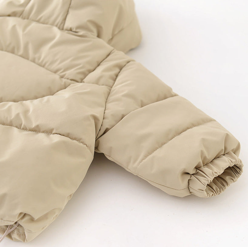 Chaqueta acolchada con capucha y forro polar grueso y cálido con diseño de dinosaurio para niños