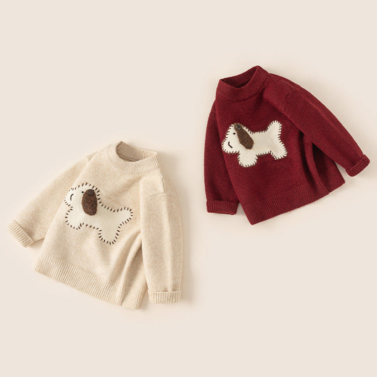 Children's Cartoon Puppy Thick Warm Knit Sweater