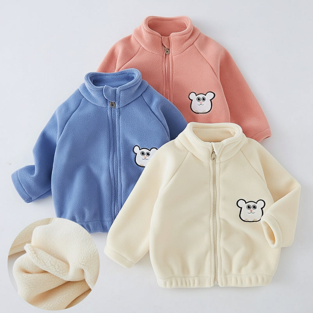 Warme Fleecejacke mit Cartoon-Motiv für Kinder