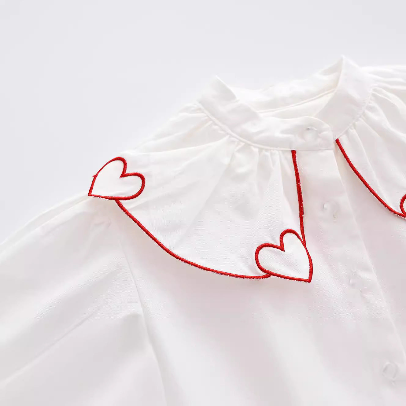 Baby Girl Sweetheart Collar Long Sleeve Cotton Shirt