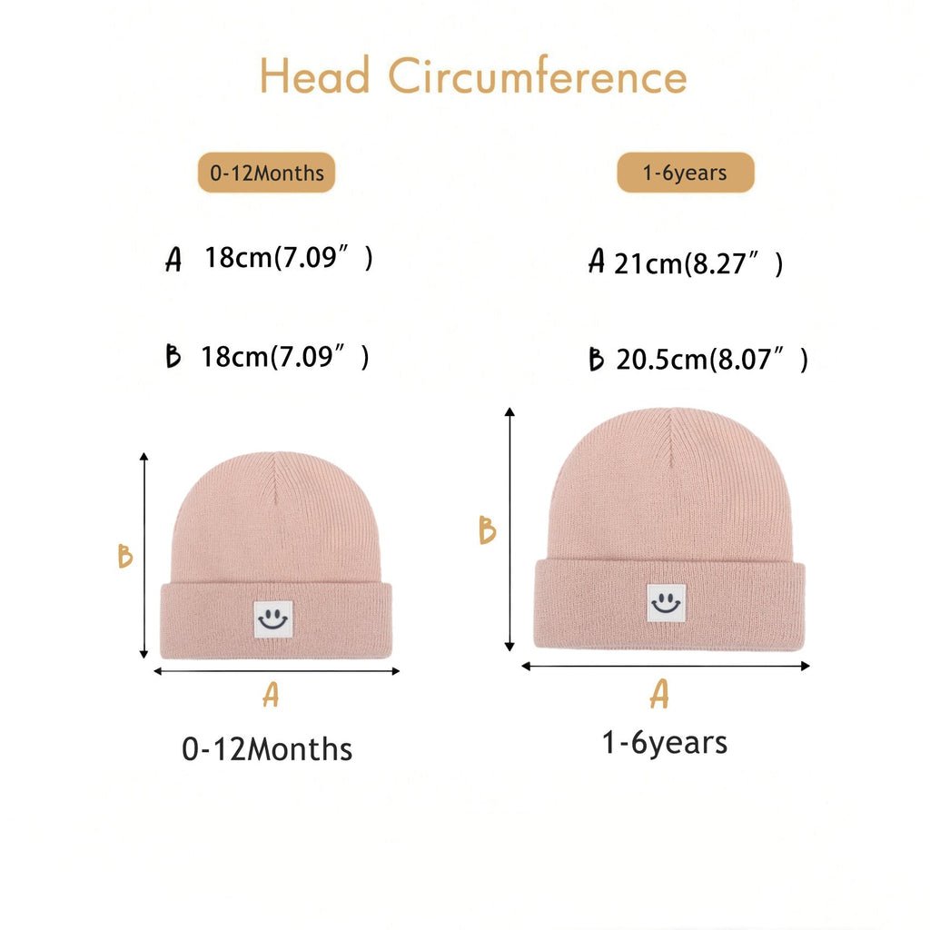 Kids Smiley Face Thick Warm Hat Scarf Gloves Set