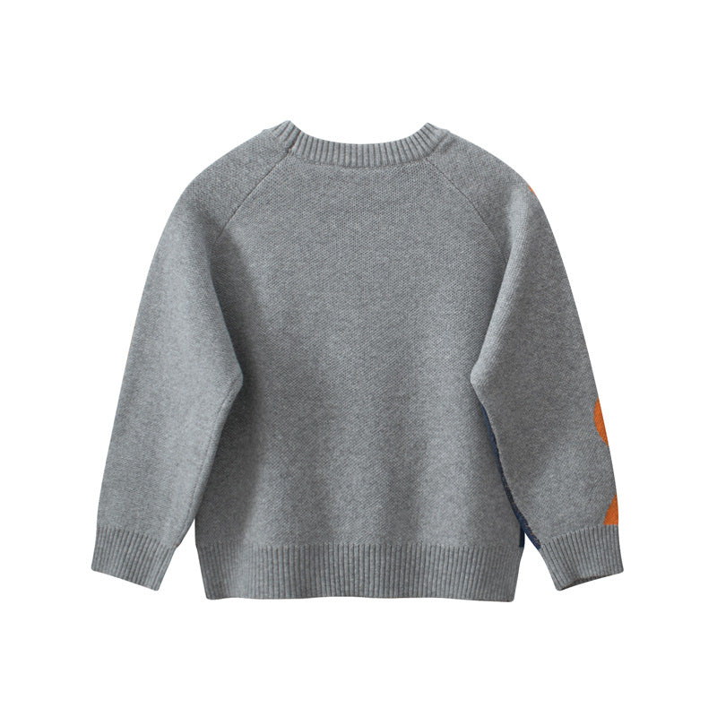 Boys Cartoon Dinosaur Fashion Knit Sweater