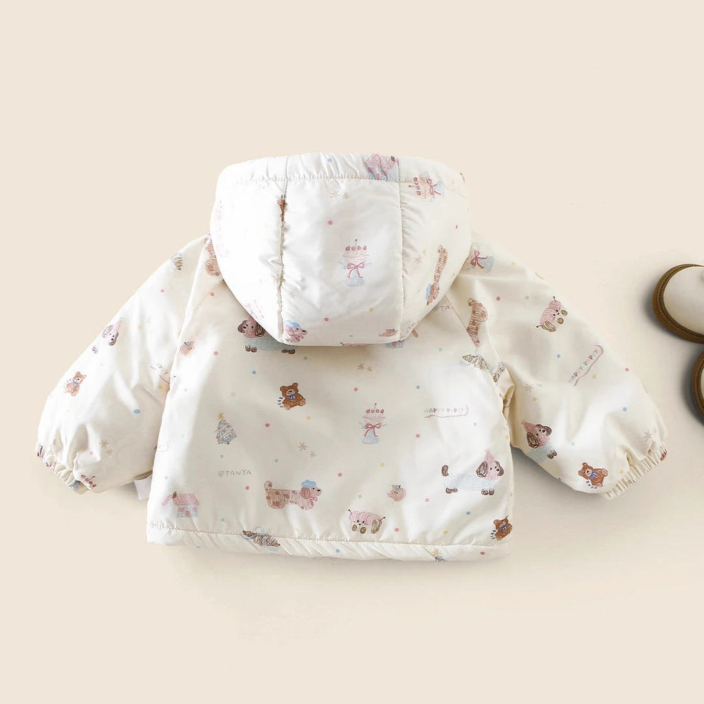 Chaqueta con capucha gruesa de dibujos animados para niñas, ideal para otoño e invierno.