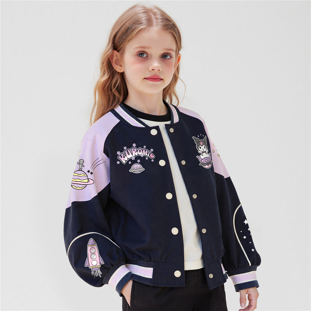 Girls Kuromi Collaboration Baseball Jacket
