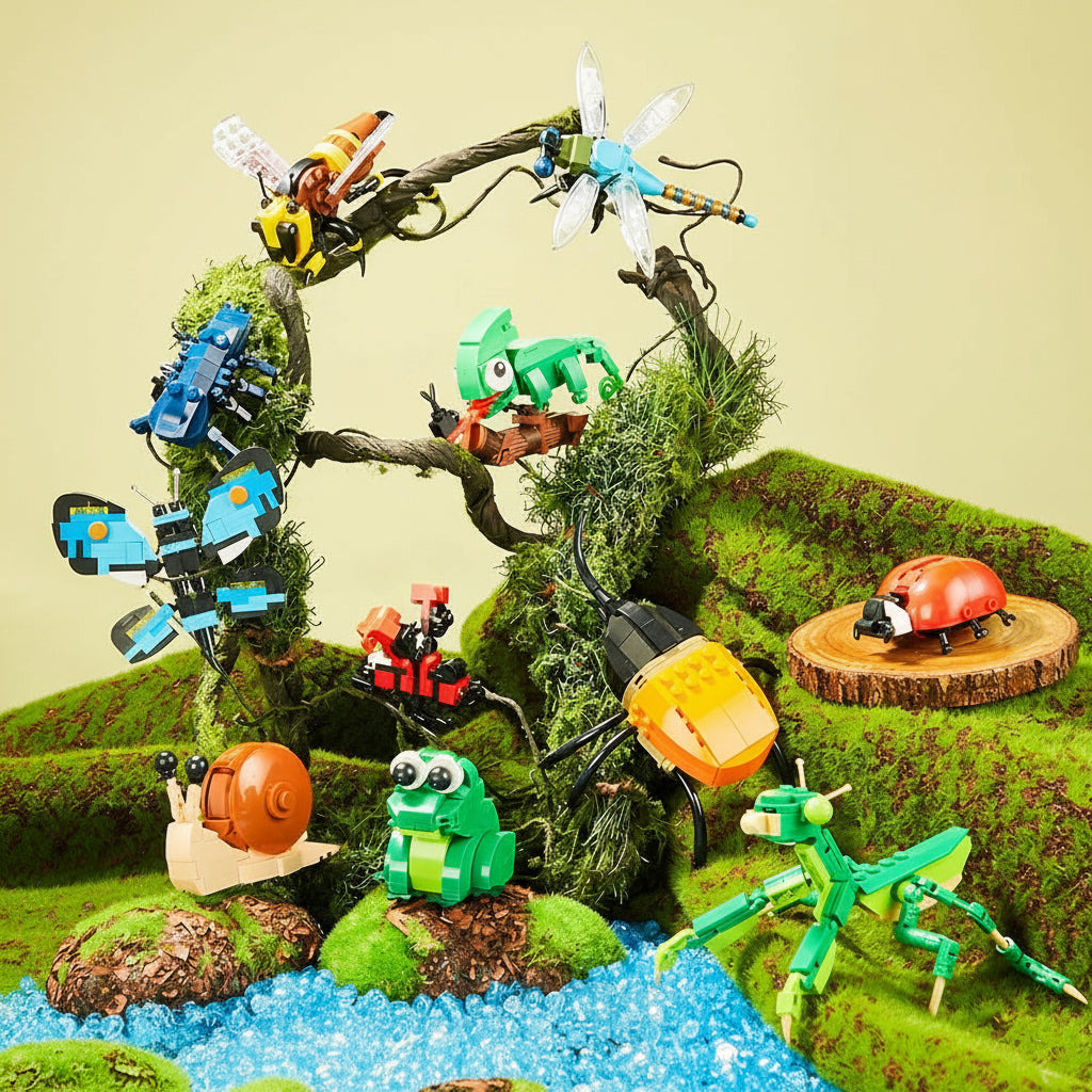 Bloques de construcción del reino de los insectos para niños